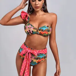 FIESTA RESORTWEAR Abstract Printed Medium Coverage Swim Bikini Set-picture-21