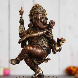 eCraftIndia Brown & Gold Dancing Lord Ganesha Showpiece Figurine-picture-30