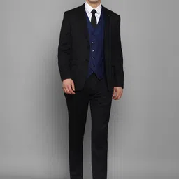 Allen Solly Men Black Solid Slim-Fit Single-Breasted Three-Piece Formal Suit image 1