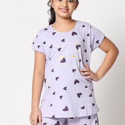 Zeyo Girls Conversational Printed Pure Cotton Night Suit-picture-31