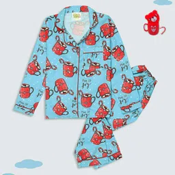 Pyjama Party Kids Conversational Printed Cuban Collar Night suit-picture-21