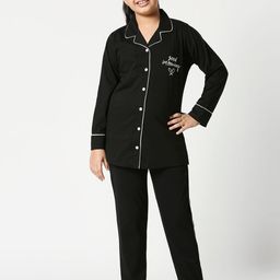 Zeyo Girls Lapel Collar Pure Cotton Night Suit-picture-47