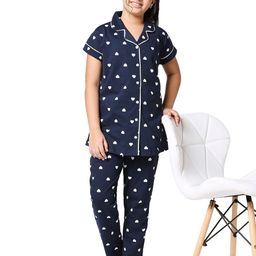 Zeyo Girls Navy Blue & White Printed Cotton Night suit-picture-25