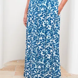 LC Waikiki Women Blue & White Floral Printed A-Line Maxi Skirt-picture-22