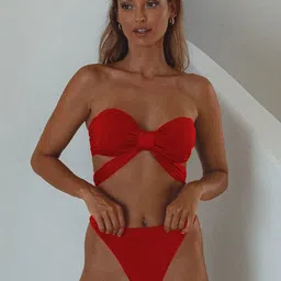 FIMBUL Women 2 Pieces Frolic Knot Swim Bikini Set-picture-34