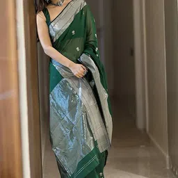 Anjaneya Sarees Woven Design Zari Silk Blend Banarasi Saree-picture-21