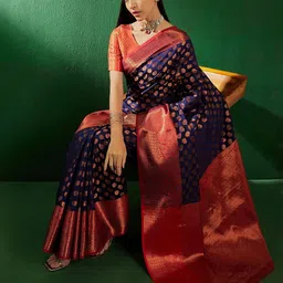 Sangria Woven Banarasi Silk Sarees With Blouse-picture-20