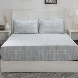 MASPAR Optimist Bloom Blue Printed 144 TC Cotton Double King Bedsheet & 2 Pillow Covers-picture-28