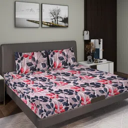 Aura Multicolor Floral 144 TC Queen Microfiber Bedsheet With 2 Pillow Covers-image-6