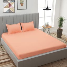 Story@home Peach-coloured & White 210 TC 2 King Bedsheet with 4 Pillow Covers-picture-8
