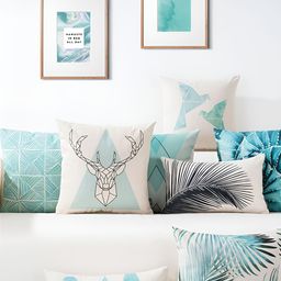 AEROHAVEN Blue & White 5 Pieces Abstract Square Cushion Covers-picture-0