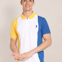 U.S. Polo Assn. Slim Fit Pure Cotton Colourblocked Polo Collar T-shirt-picture-17