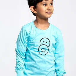 Friskers Boys Turquoise Blue Typography Printed Applique Slim Fit T-shirt-picture-14