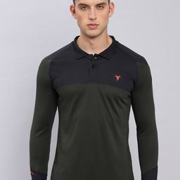 Technosport Colourblocked Polo Collar Antimicrobial Slim Fit T-shirt-picture-30