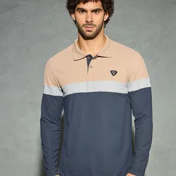 Technosport Men Colourblocked Polo Collar Antimicrobial Slim Fit T-shirt-picture-28