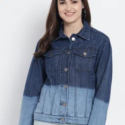 The Dry State Women Blue Washed Colourblocked Denim Jacket-picture-33
