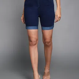 Miss Chase Women Skinny Fit High-Rise Denim Shorts-image-82
