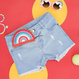 Pantaloons Junior Girls Mid-Rise Pure Cotton Denim Shorts With Pouch-picture-20