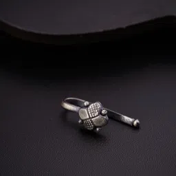 House of Aadyaa Sterling Silver Oxidised Stud Nosepin-picture-18