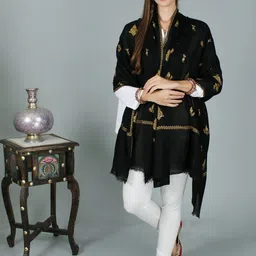 Exotic India Ethnic Motifs Embroidered Pashmina Shawl-picture-39
