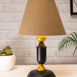 Homesake Beige Colored & Black Textured Table Lamp with Jute Cone Shade-image-29