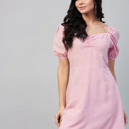 Marie Claire Pink Off-Shoulder Crepe A-Line Dress-image-15