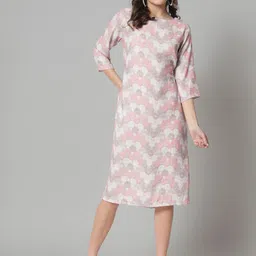 PowerSutra Geometric Print Crepe A-Line Dress image 1