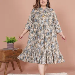 KALINI  Women Floral Print A-Line Dress-image-47