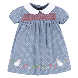 StyleCast Cotton Round Neck Casual Polka Dots Short Sleeves Knee Length A-Line Dress-image-45