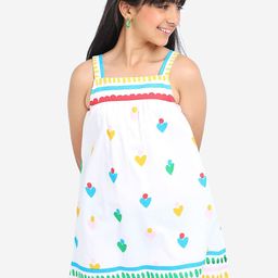BONKIDS Girls Conversational Printed Shoulder Strap Cotton A-Line Dress-picture-17