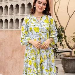 Ambraee Floral Print A-Line Dress-picture-14