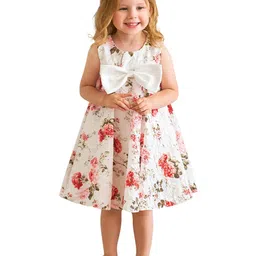 StyleCast Girls White & Pink Floral Printed Bow A-Line Dress-picture-30
