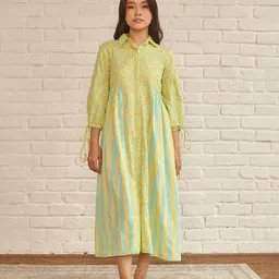 Prakriti Jaipur Floral Printed Cotton Flared A-Line Dress-picture-23