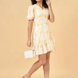 Honey by Pantaloons Floral Print Puff Sleeves Wrap Dress-picture-38