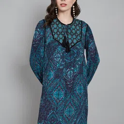 Amagyaa Ethnic Motifs Printed Tie-Ups A-Line Dress-picture-25