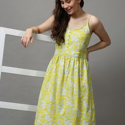 SHOWOFF Women Yellow Floral A-Line Dress-picture-19
