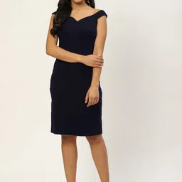 BRINNS Navy Blue Off-Shoulder A-Line Dress-picture-33