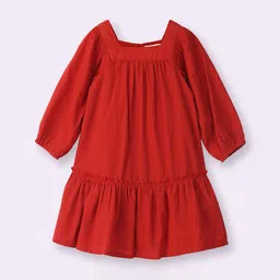 Beebay Girls Gathered Cotton A-Line Dress-picture-37