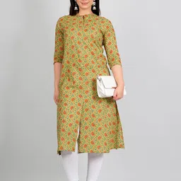 Moktika Floral Printed Pure Cotton A-Line Kurta image 1