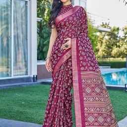 Satrani Floral Zari Silk Blend Saree-picture-42
