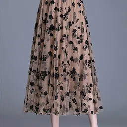 URBANIC Women Beige & Black Printed A-Line Maxi Skirt-picture-17