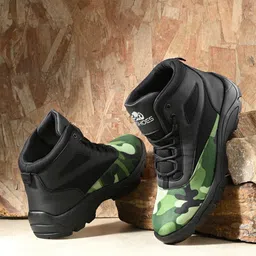 Leo's Fitness Shoes Men Printed Mid Top Textured Platform Heel Hiking Boots-image-10