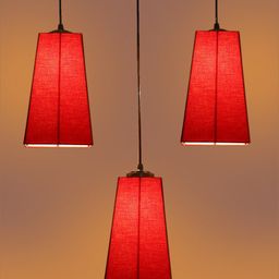 Devansh Red & Black 3 Pcs Cluster Pyramid Shaped Hanging Lamps With Cotton Shades-picture-27