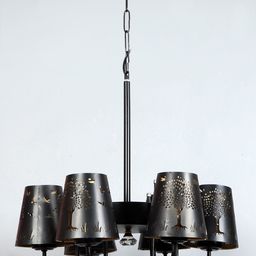 Devansh Black Tree Self-Design Metal Etching 6 Lamp Shades Chandelier-picture-9