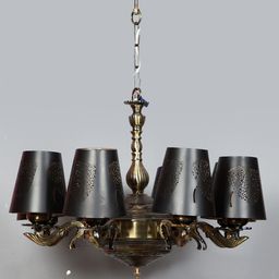 Devansh Black Leaf Design Metal Etching 8 Lamp Shades Chandelier-picture-16