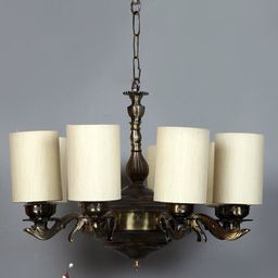 Devansh Off-White & Gold-Toned Cotton 8 Lamp Shades Chandelier-picture-2