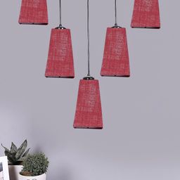 Devansh Maroon & Black Quintuple Cluster Hanging Lamps-picture-0