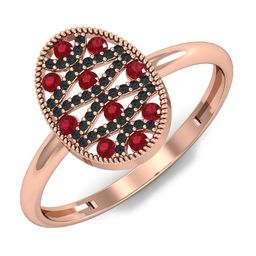 KUBERBOX 18KT Rose Gold Diamond Ruby Studded Ring-1.6gm-picture-15