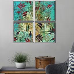 999Store Set of 4 Green Leaves Canvas Painting  Wall Art-image-47