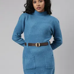 SHOWOFF High Neck Belted Sheath Dress-picture-29